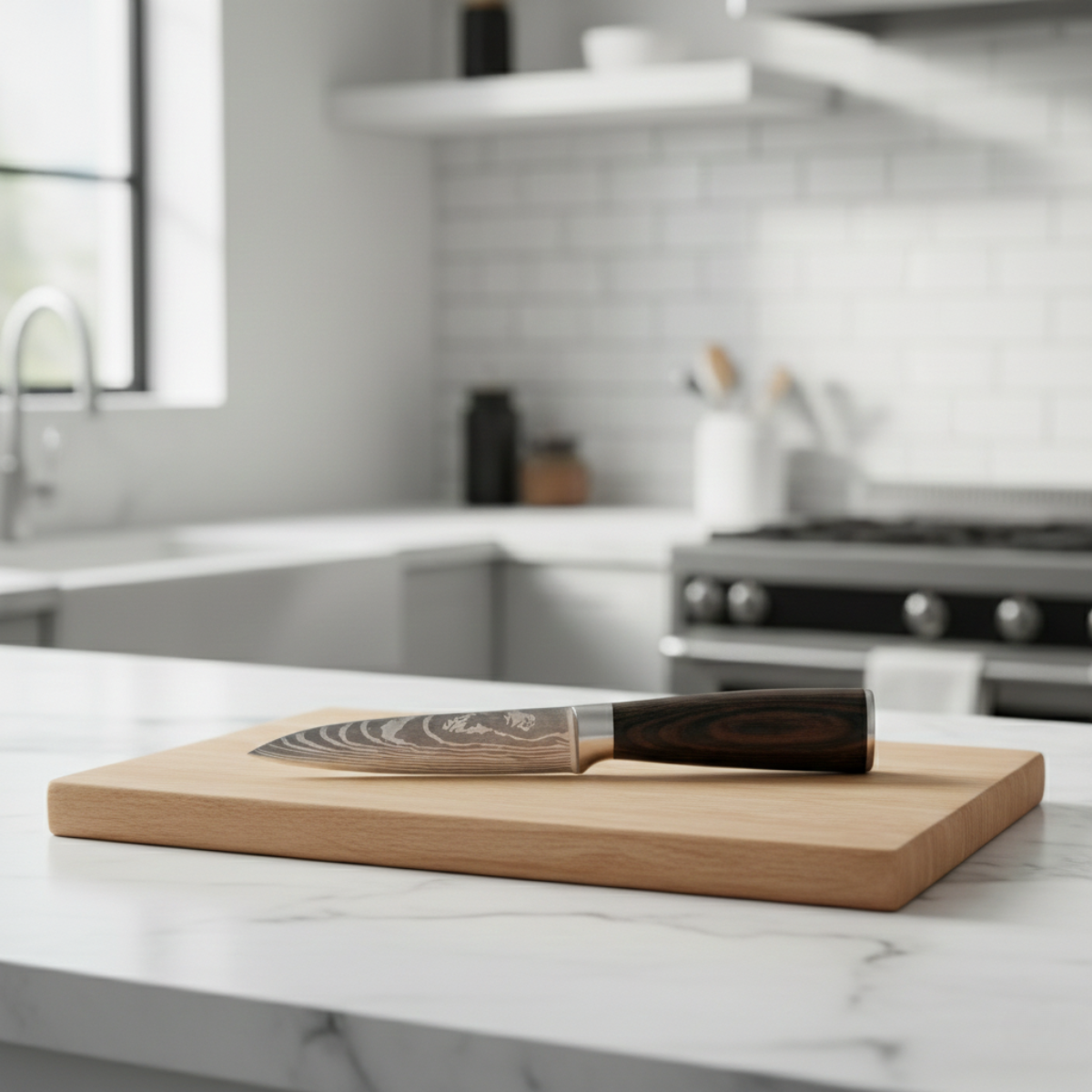 Premium Damascus-allroundkniv – 7,5 cm precisionsblad