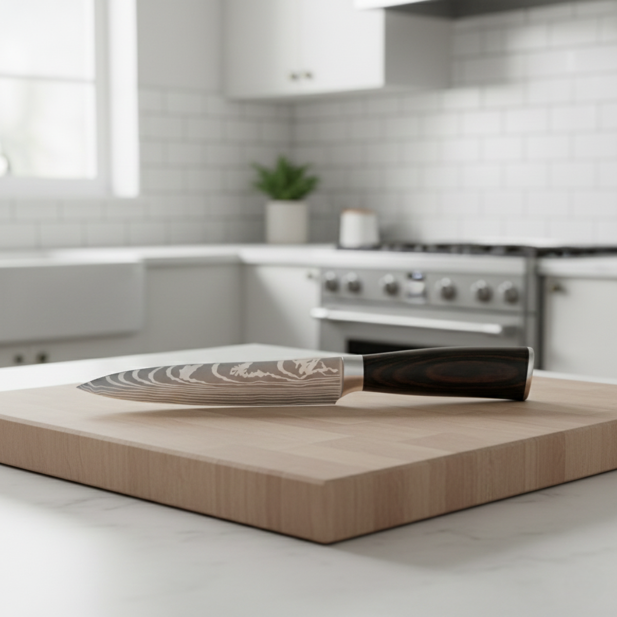 Premium Damascus kockkniv – 13 cm precisionsblad