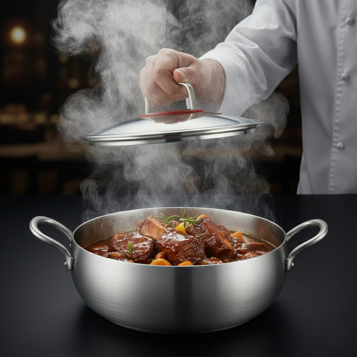 Handhamrad djup gryta i titan