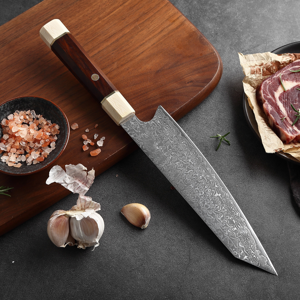 Kiritsuke Damascuskniv – 24 cm precisionsblad