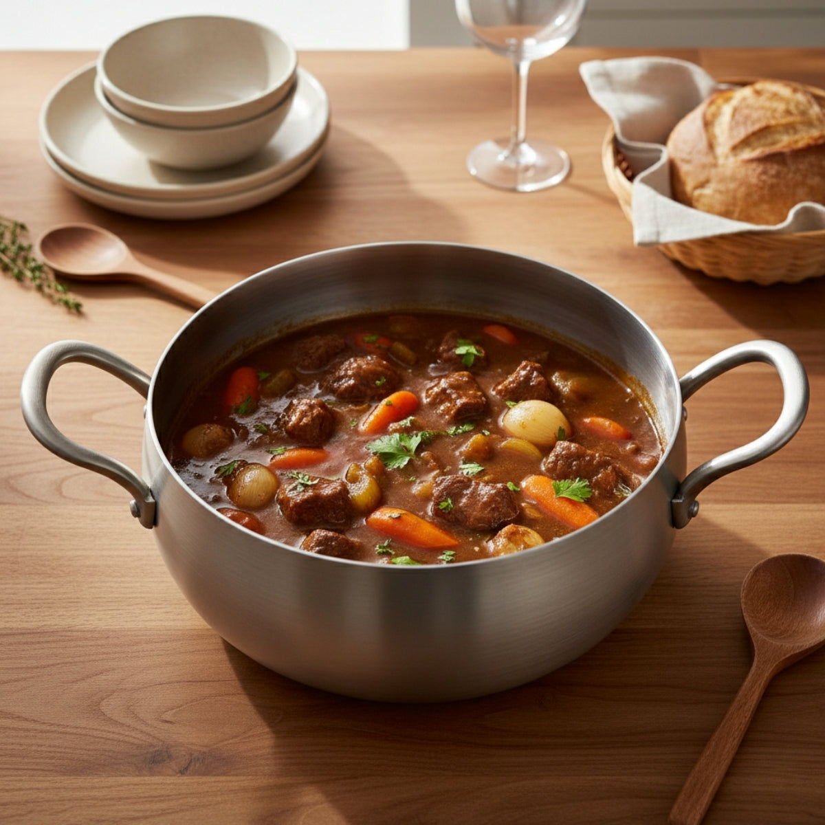 Handhamrad djup gryta i titan