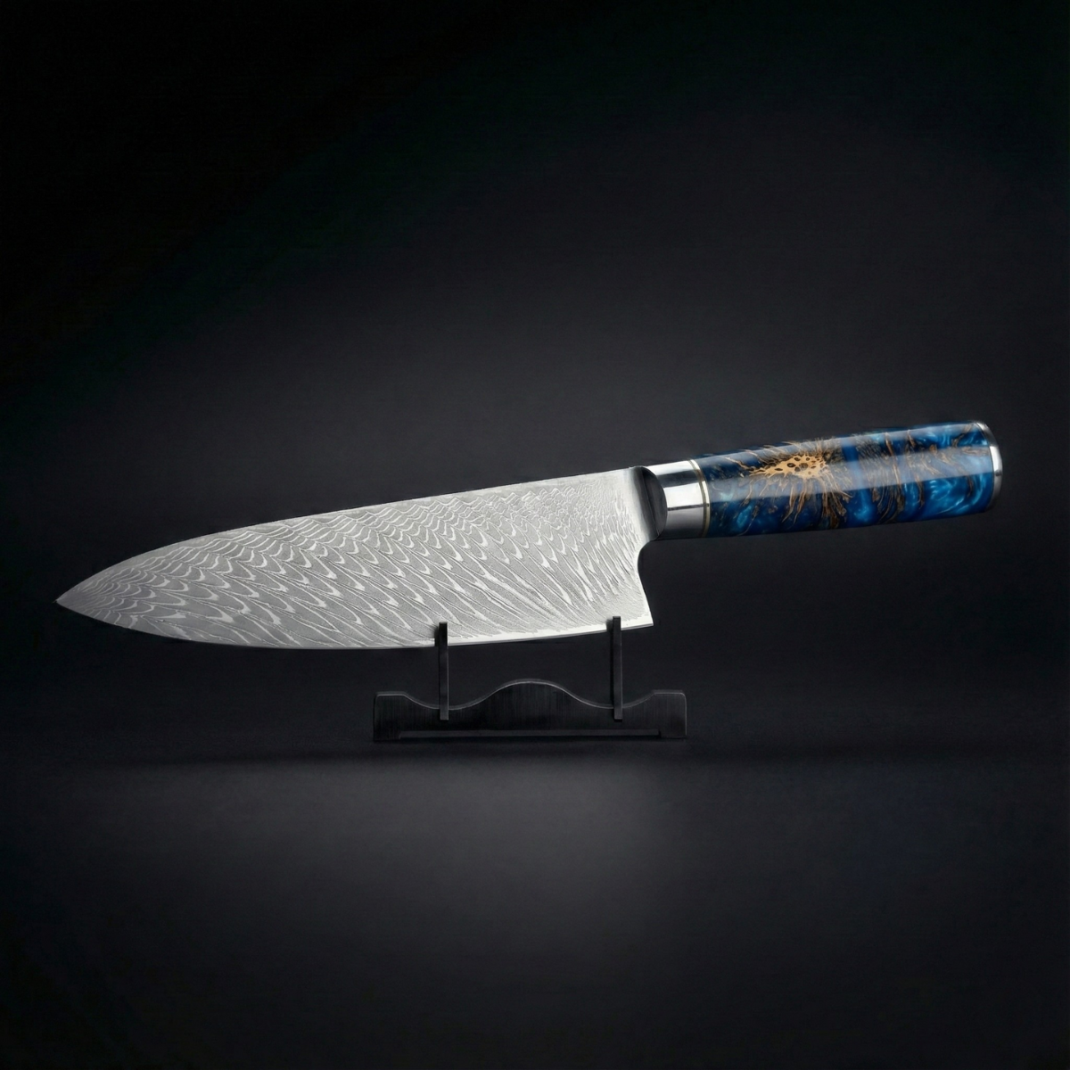 Japansk hamrad Damaskus-kockkniv – 20 cm precisionsblad