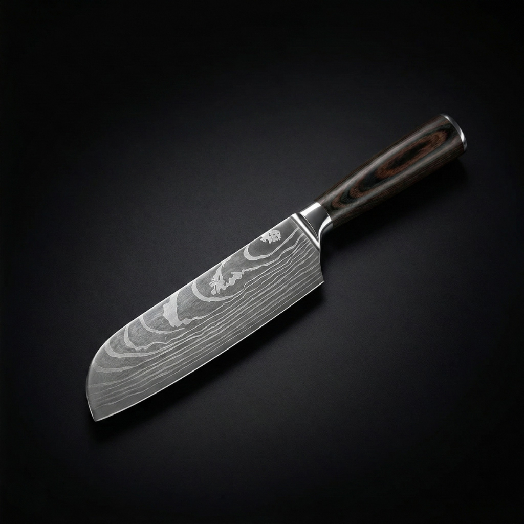 Japansk Damaskus-santokukniv – 13 cm kompakt blad