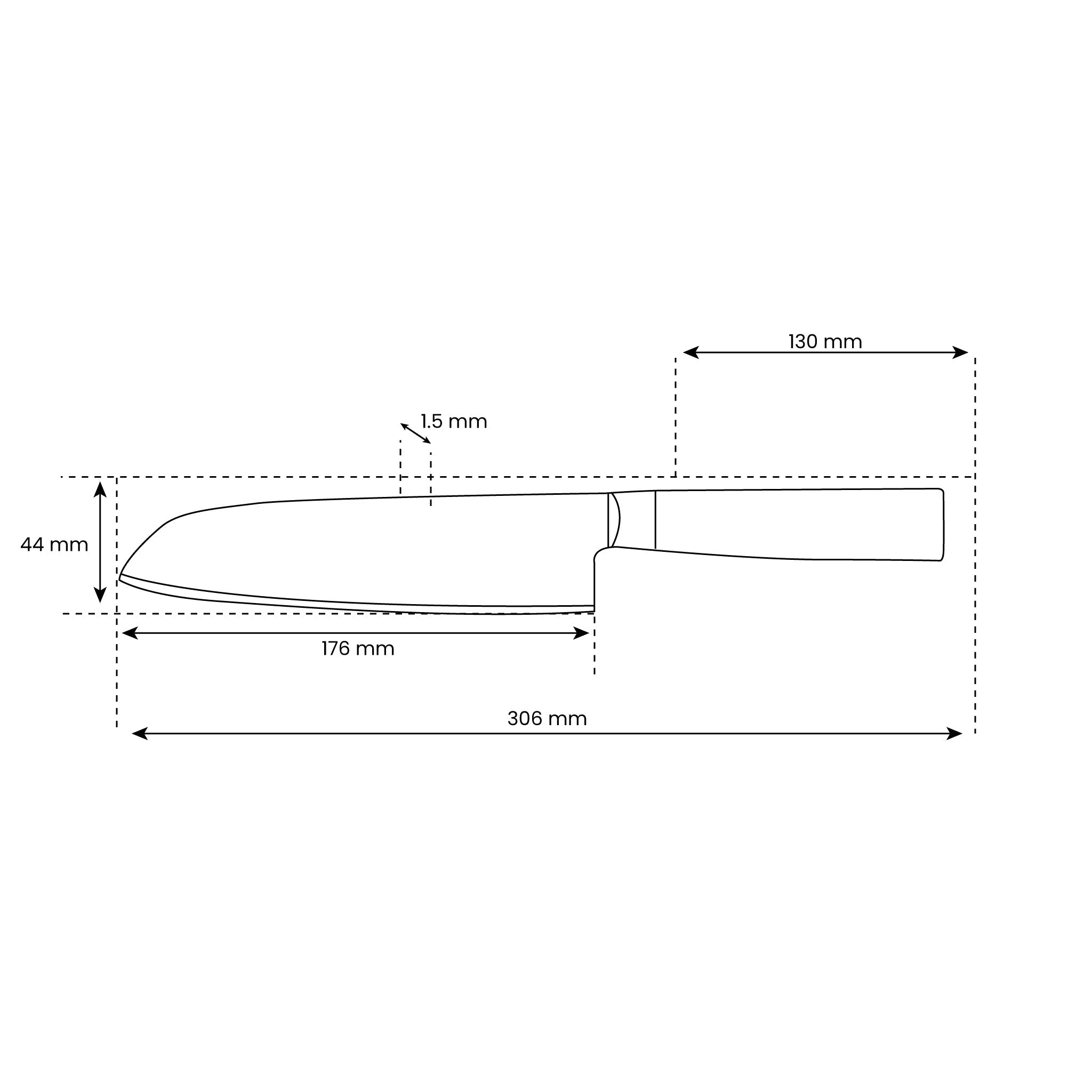 Japansk hamrad Damaskus-santokukniv – 18 cm precisionsblad