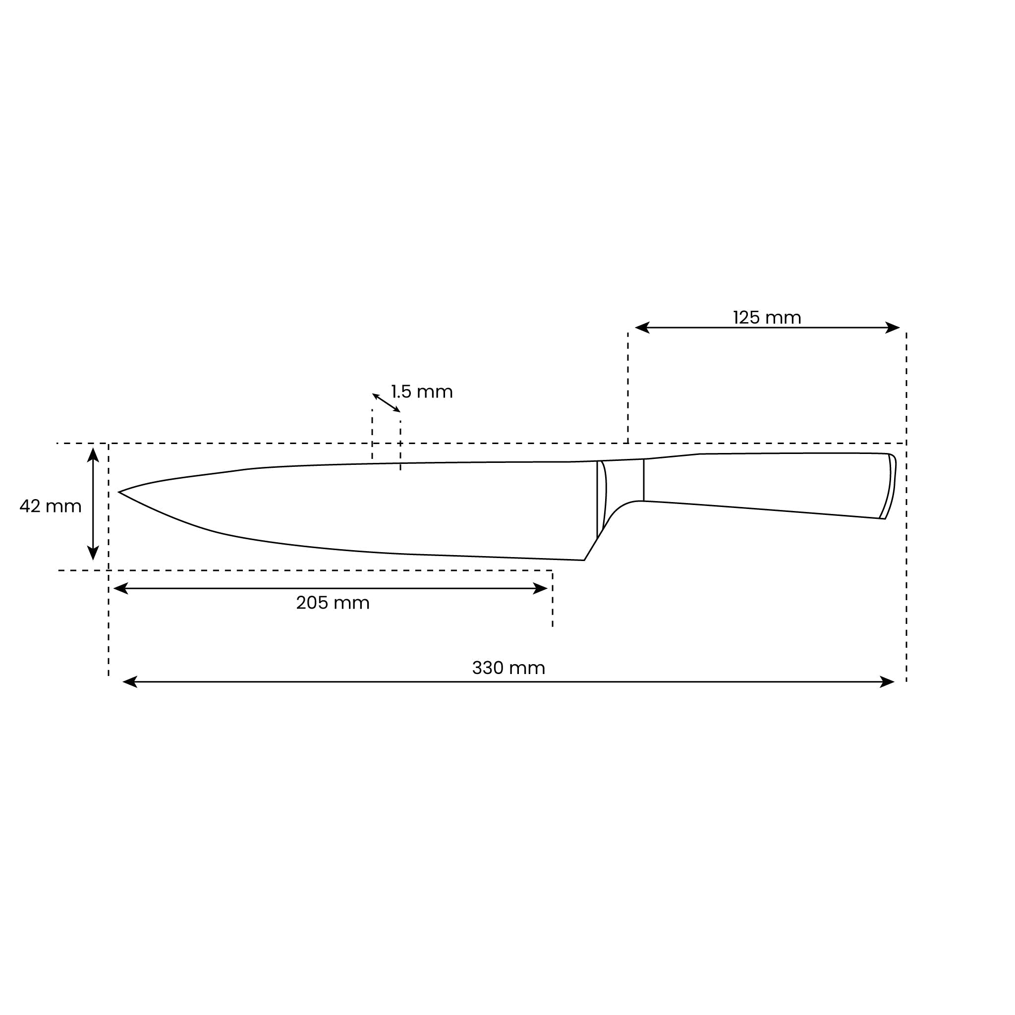 Japansk Damaskus-kockkniv – 20,5 cm precisionsblad