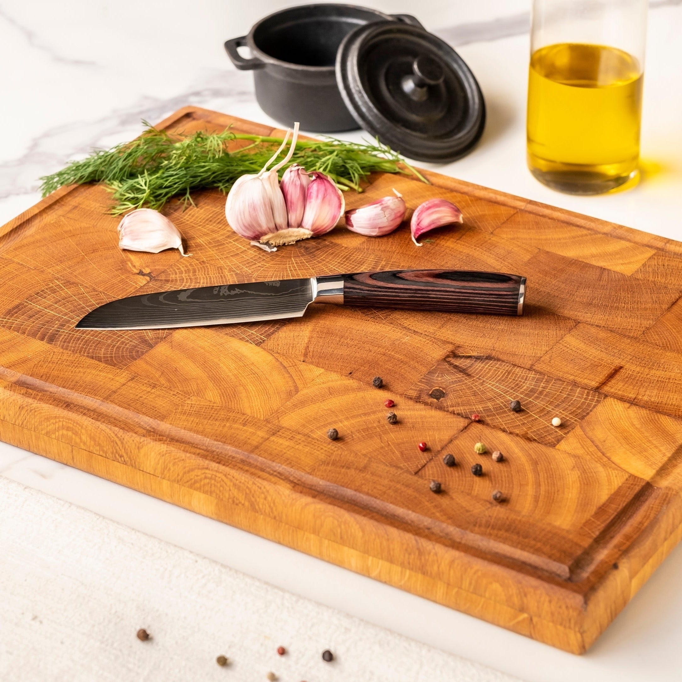 Japansk Damaskus-santokukniv – 13 cm kompakt blad