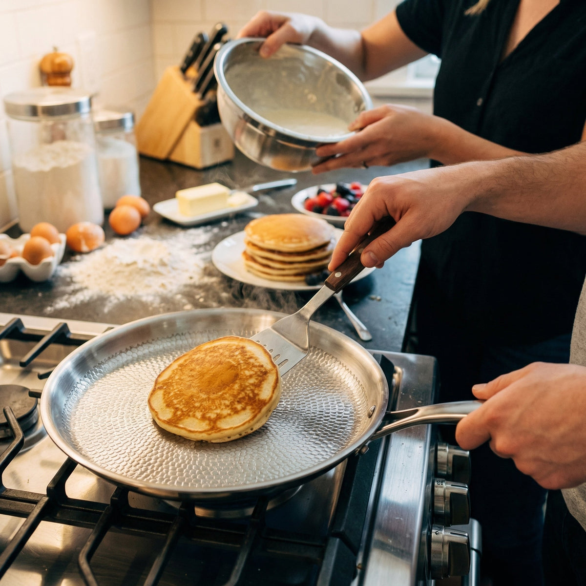 Handhamrad crêpepanna i titan