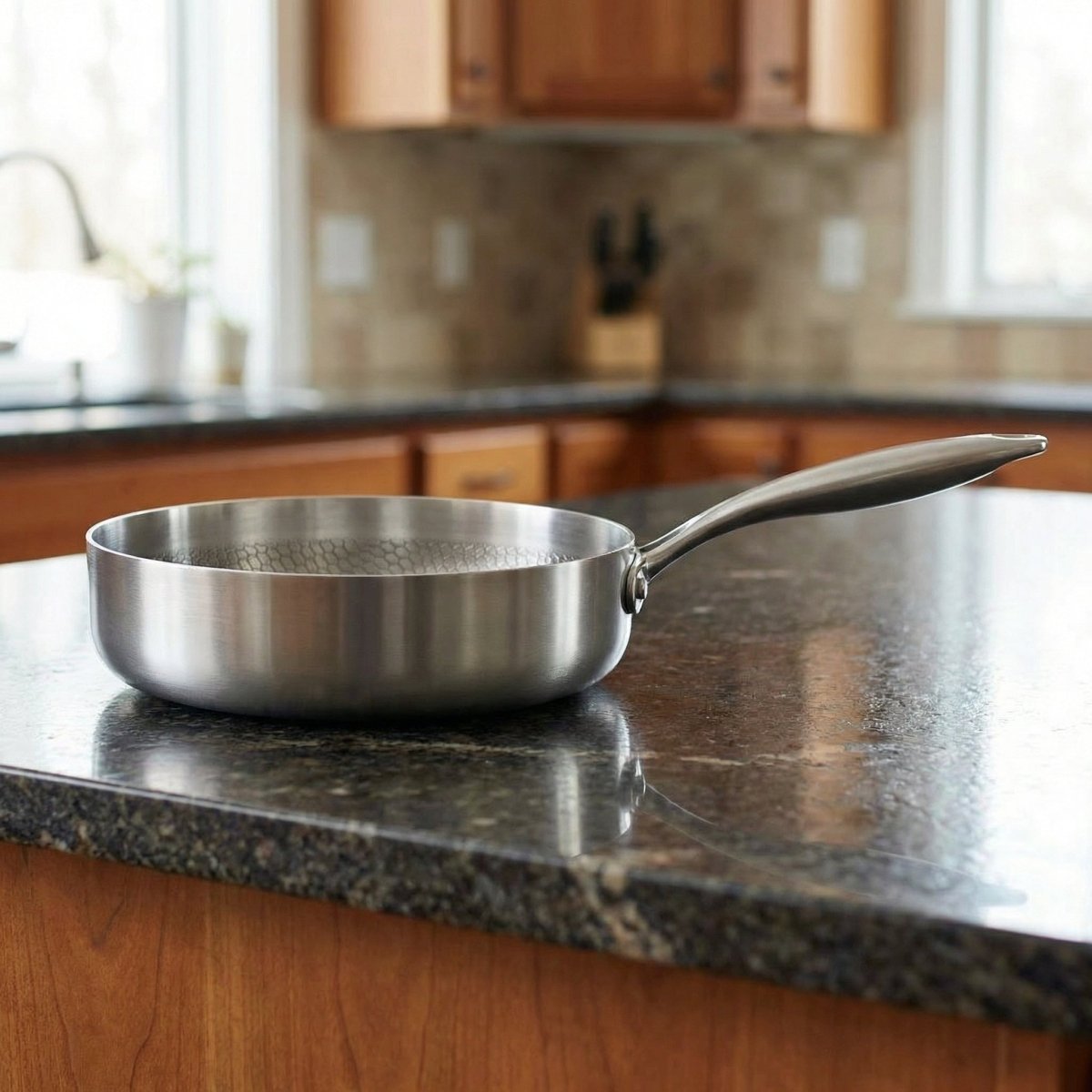 Hamrad stekpanna i titan med hög kant