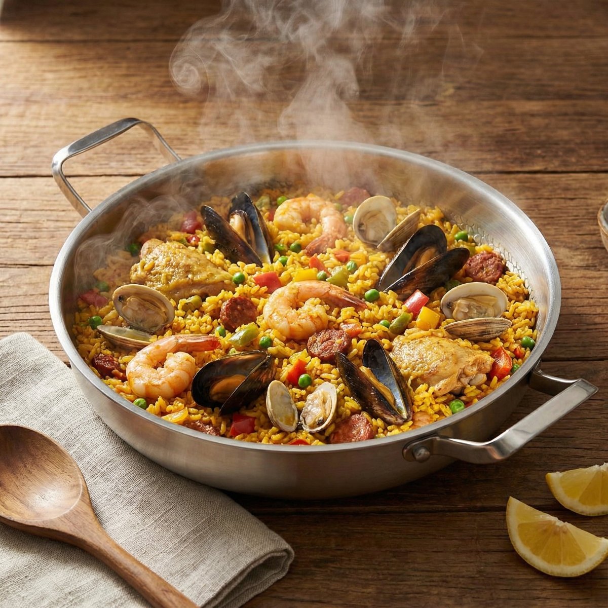 Noggrant hamrad stekpanna i titan med två handtag